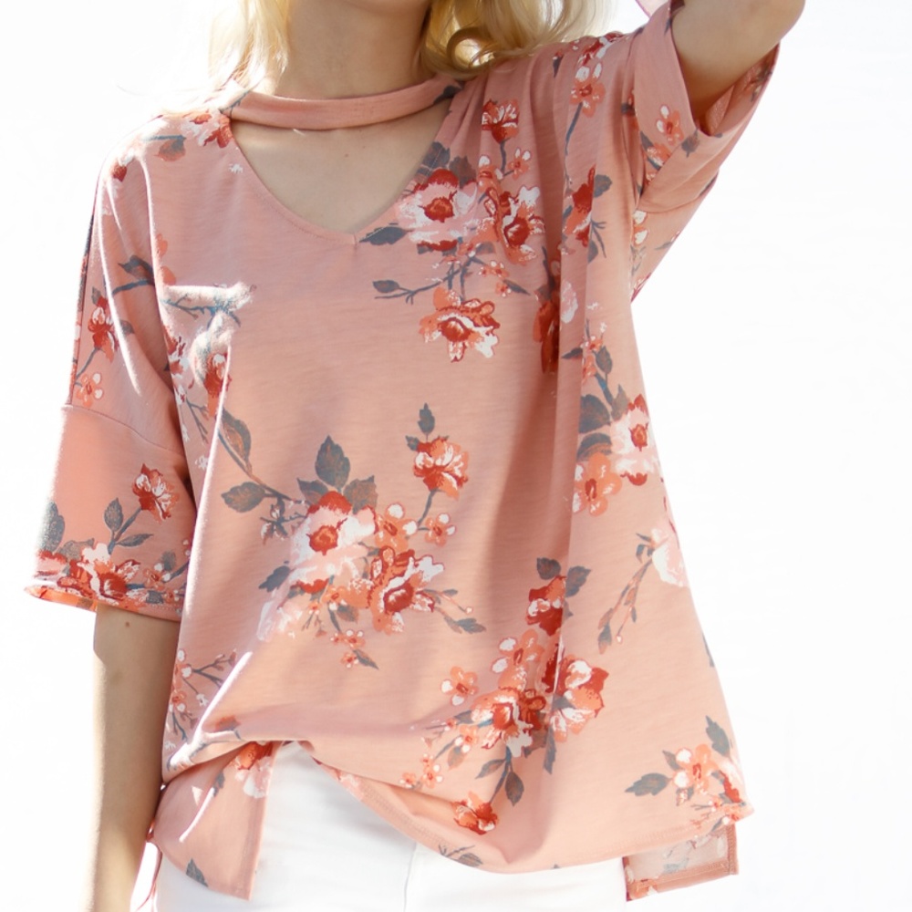 SALE!!!Half Sleeves Floral Print Top